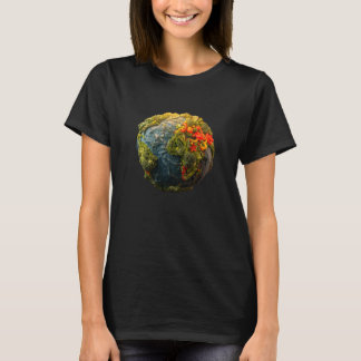地球の野菜大陸 ブラック半袖Tシャツ Tシャツ