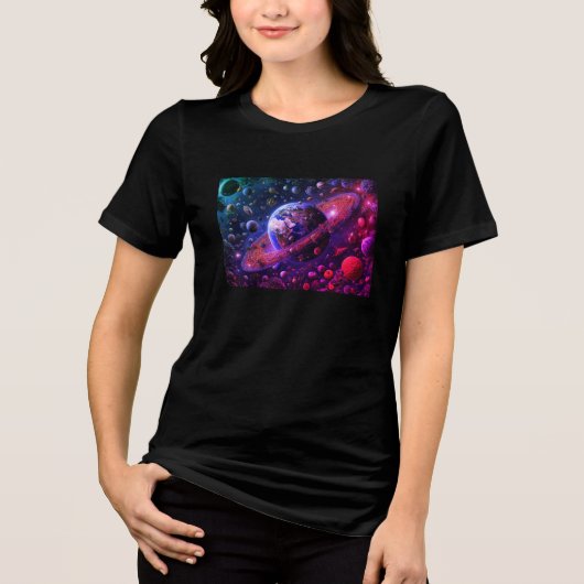 地球の野菜＋木星 ブラック半袖Tシャツ トライブレンドＴシャツ (正面)