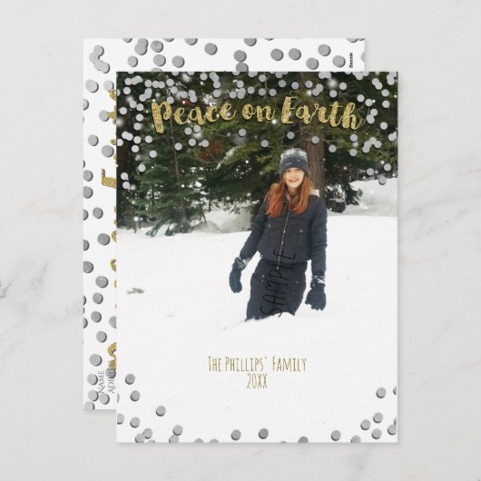 地球の金ゴールドの銀の休日のクリスマスの写真の平和 シーズンポストカード (正面/裏面)