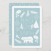 地球の青いクリスマスカードにホッキョクグマの平和 シーズンカード (正面/裏面)