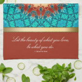 地球の青いYinYangのニューエイジの芸術の引用文のふきん キッチンタオル (折り畳み)