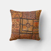 地球の鮮やかトーンでの民族インディアンパッチワーク クッション (裏面)