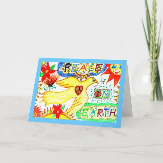 地球の鳩の挨拶状の平和 シーズンカード (正面)