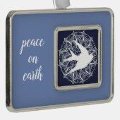 地球の鳩の曼荼羅の平和 シルバープレートフレームオーナメント (右)