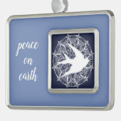 地球の鳩の曼荼羅の平和 シルバープレートフレームオーナメント (左)