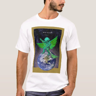 地球のTシャツの緑の天使の平和 Tシャツ