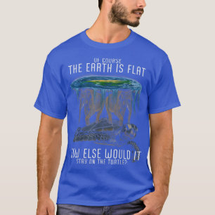 地球はフラット社会であるタートルゾウ科学アニ Tシャツ