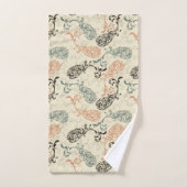 地球はペイズリーのタンの灰色の黒にある調子を与えます バスタオルセット (ハンドタオル)