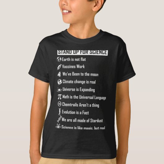 地球は平らではない ワクチンは有効 おもしろ科学ギフト Tシャツ (正面)