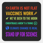地球は平らなワクチンの仕事の科学でおもしろいはない スクエアシール (正面)