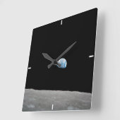 地球は月面地平線の上に上昇する。 スクエア壁時計 (傾斜)