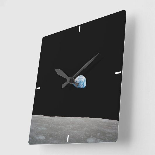 地球は月面地平線の上に上昇する。 スクエア壁時計 (傾斜)