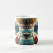 地球は私たちの手のデザイン コーヒーマグカップ (中央)