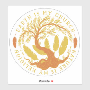 地球は私の教会、自然は私の宗教 シール