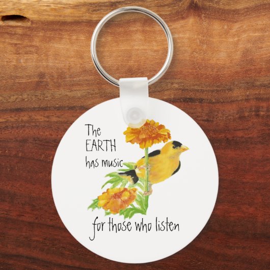 地球は音楽を持っている人々のための聞引用文 キーホルダー (正面)