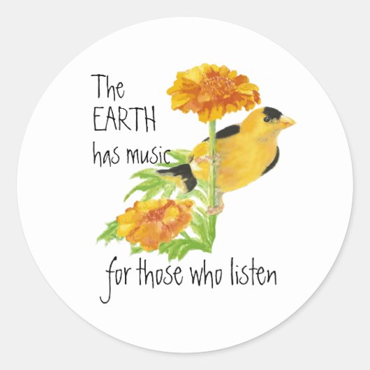 地球は音楽を持っている人々のための聞引用文 ラウンドシール (正面)