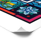 地球への平和ステンドグラスのクリスマスポスター ポスター (コーナー)