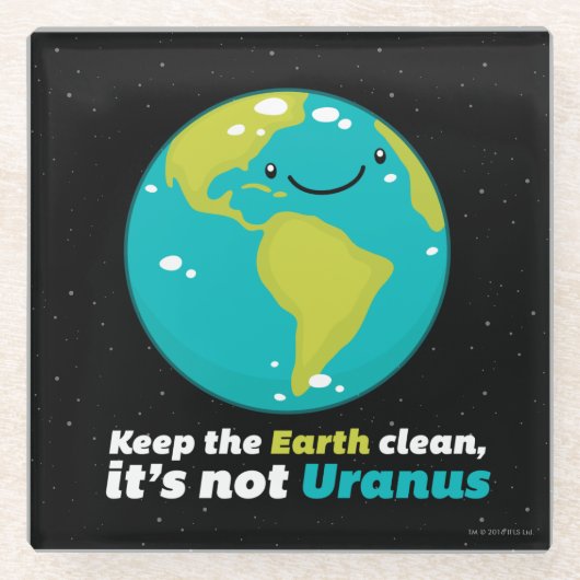 地球をきれい保って下さい ガラスコースター (正面)