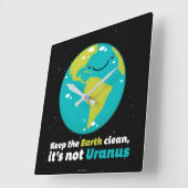 地球をきれい保って下さい スクエア壁時計 (傾斜)