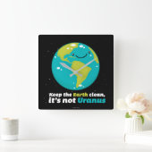 地球をきれい保って下さい スクエア壁時計 (ホーム)