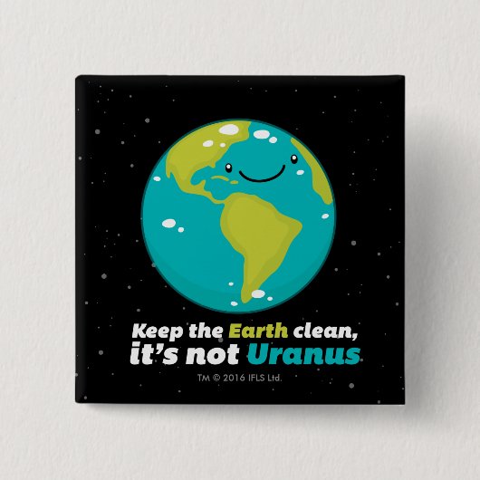 地球をきれい保って下さい 缶バッジ (正面)