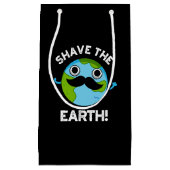 地球を削おもしろいるダークブルー スモールペーパーバッグ (正面)