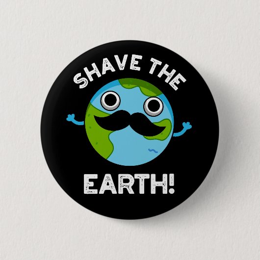 地球を削おもしろいるダークブルー 缶バッジ (正面)