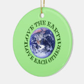 地球を愛して下さい、愛し合って下さい セラミックオーナメント (左)