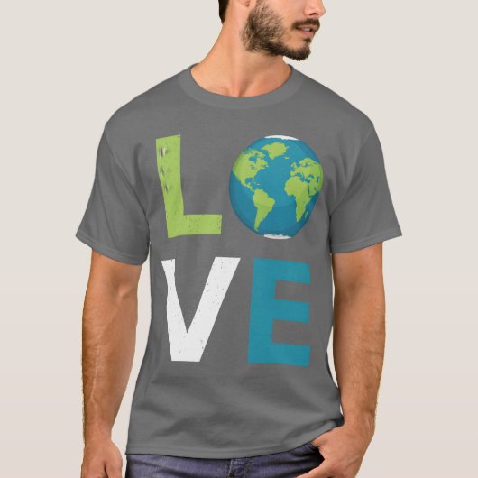 地球を愛する世界 愛と守る友 Tシャツ (正面)