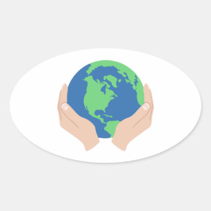 地球を愛する 楕円形シール