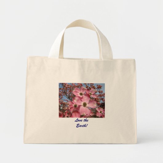 地球を愛そう！ピンクのハナミズキの花 トートバッグ (正面)