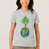地球を抱く巨大な木 Releaf Reduce Recycle トライブレンドTシャツ (正面)