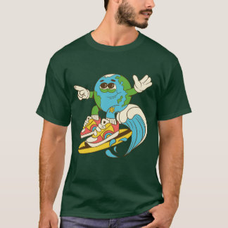 地球を救え エコライフ サステナブル サーフィン Tシャツ