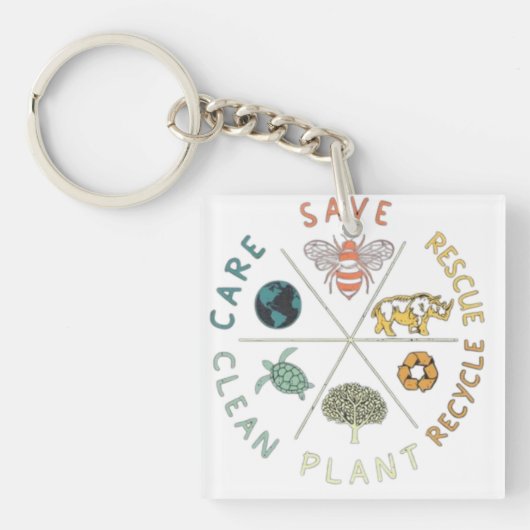 🌎💚 地球を救おう 🌿 キーホルダー (正面)