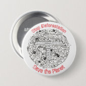 地球を救ストップう森林破壊のアクティビズム 缶バッジ (正面&裏面)