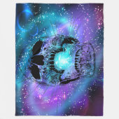 地球を消費するスカル-スカル フリースブランケット (正面)