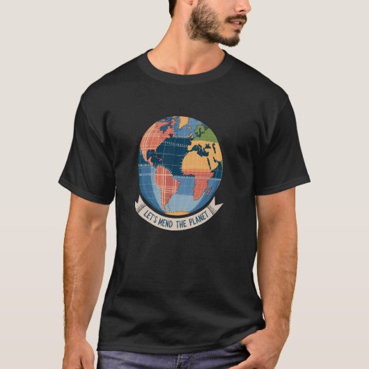 地球を直そう パッチワークアースデザイン Tシャツ (正面)