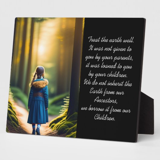 地球を良く扱う |フォレストガールのテーブルトップ フォトプラーク (側面)
