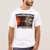 地球を風から遮る磁気圏太陽の雲 Tシャツ (正面)