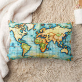 地球アンティークマップ地球アトラス腰枕 ランバークッション (ブランケット)