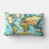 地球アンティークマップ地球アトラス腰枕 ランバークッション (正面)