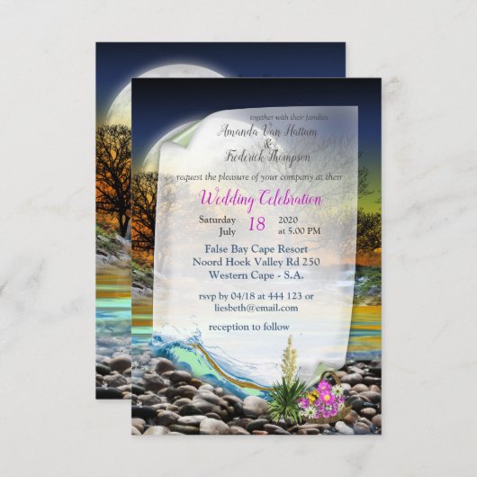 地球エレメントの結婚式招待状 サンキューカード (正面/裏面)