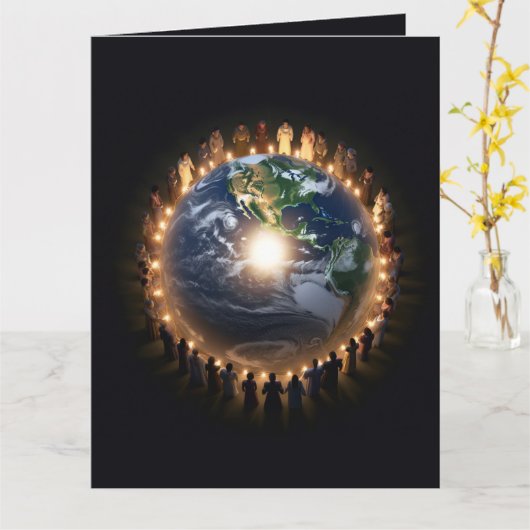 地球カスタムの平和を世界の平和に カード (黄色い花)