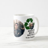 地球カスタム日写真減ら再利用リサイクル惑星 コーヒーマグカップ (正面右)