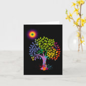 地球カラフルに与え向かう木のストップ生き カード (黄色い花)