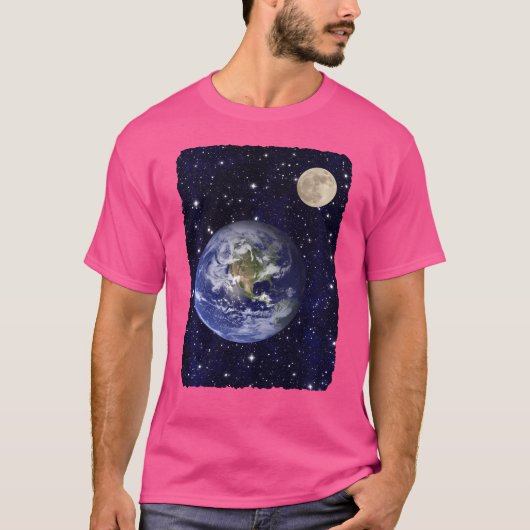 地球グローブムーン宇宙星天文学 Tシャツ (正面)