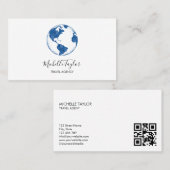 地球グローブワードマップ旅行代理店エージェントQRコード 名刺 (正面/裏面)