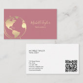 地球グローブワードマップ旅行代理店エージェントQRコード 名刺 (正面/裏面)