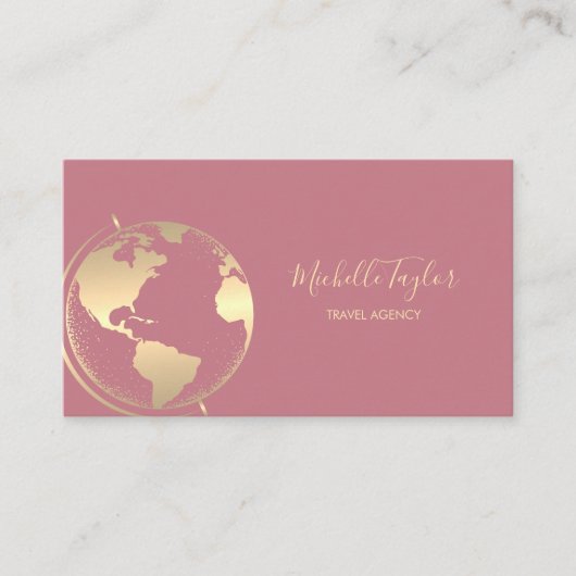 地球グローブワードマップ旅行代理店エージェントQRコード 名刺 (正面)