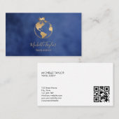 地球グローブワードマップ旅行代理店エージェントQRコード 名刺 (正面/裏面)